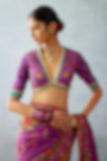 Purple Jeni Silk Embroidered Blouse by TORANI at Pernia's Pop Up Shop