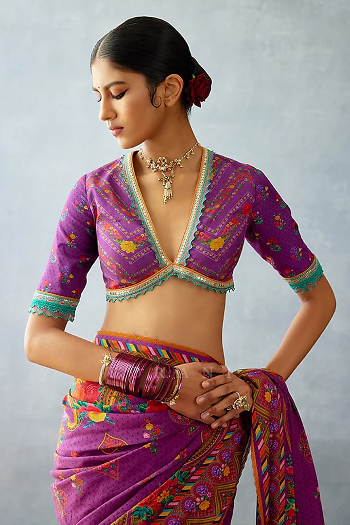 Purple Jeni Silk Embroidered Blouse by TORANI at Pernia's Pop Up Shop