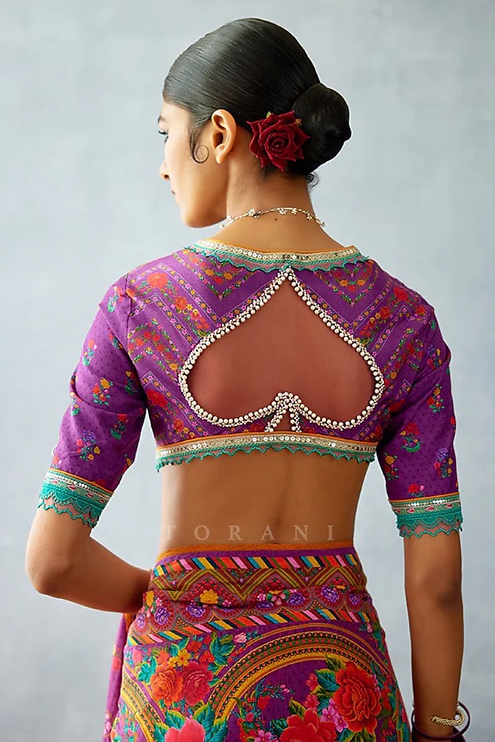 Purple Jeni Silk Embroidered Blouse by TORANI at Pernia's Pop Up Shop