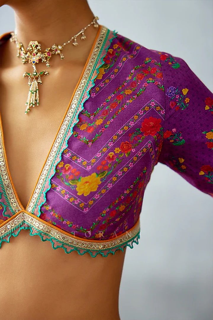 Purple Jeni Silk Embroidered Blouse by TORANI at Pernia's Pop Up Shop