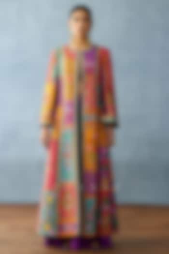 Multi-Colored Cotton Jacquard Digital Printed Jacket Set by TORANI at Pernia's Pop Up Shop