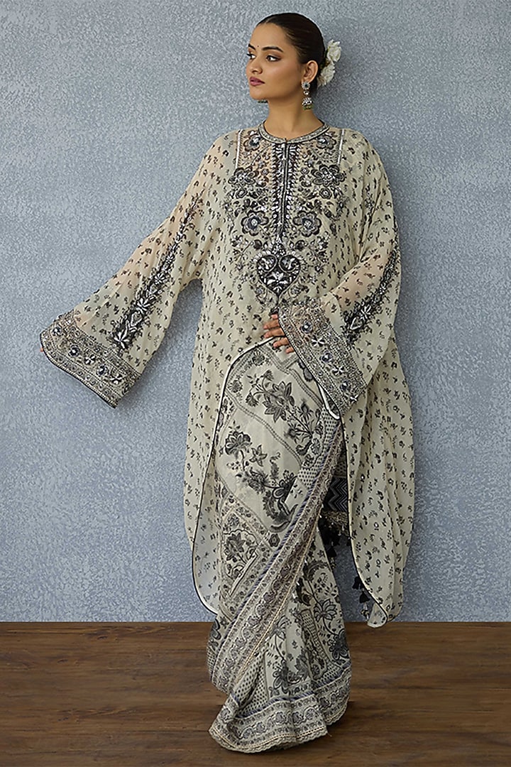 Black & White Pure Viscose Organza Digital Printed Blouse by TORANI at Pernia's Pop Up Shop