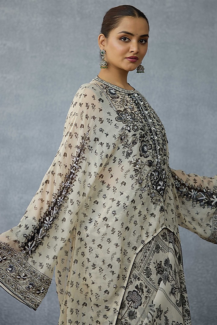 Black & White Pure Viscose Organza Digital Printed Blouse by TORANI at Pernia's Pop Up Shop