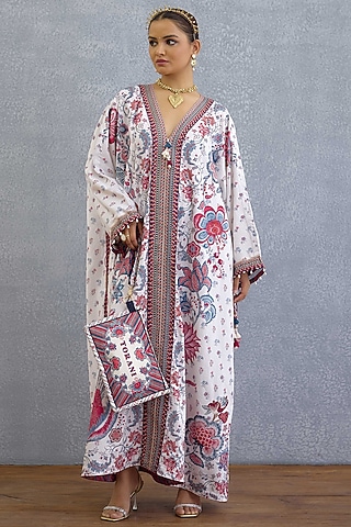 Multi-Colored Linen Digital Printed Kaftan by TORANI