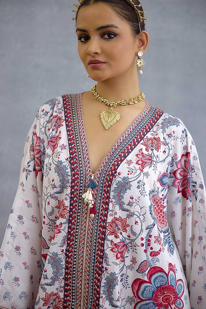 Multi-Colored Linen Digital Printed Kaftan by TORANI at Pernia's Pop Up Shop
