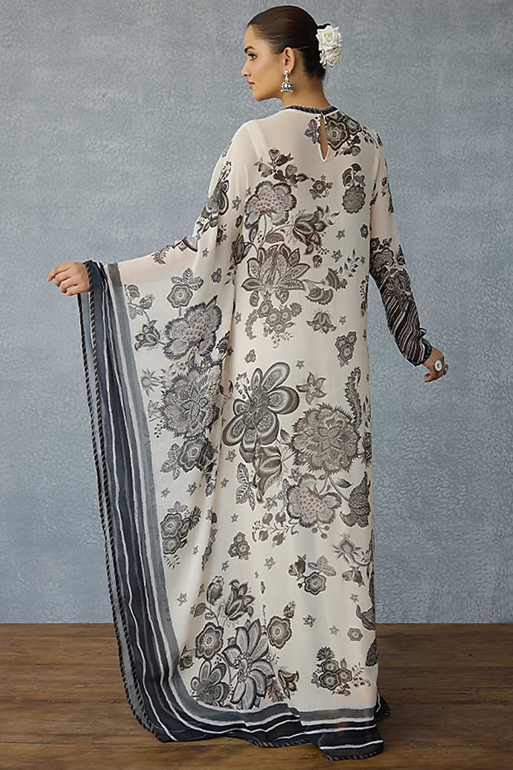 Black & White Georgette Digital Printed Kaftan Set by TORANI at Pernia's Pop Up Shop