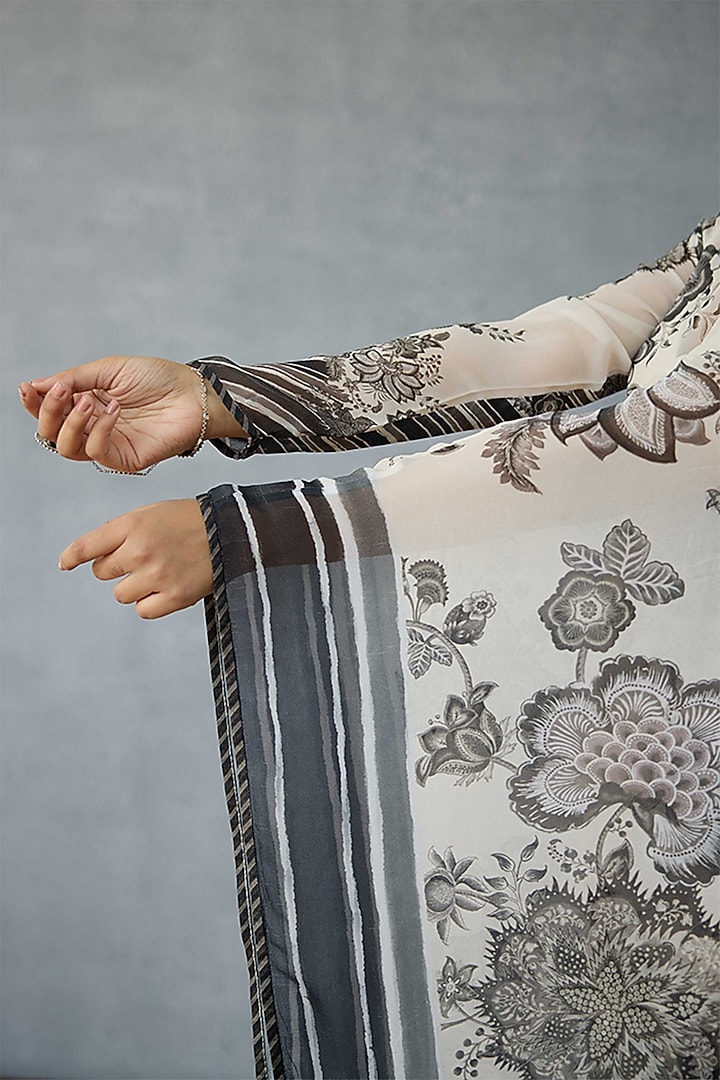 Black & White Georgette Digital Printed Kaftan Set by TORANI at Pernia's Pop Up Shop