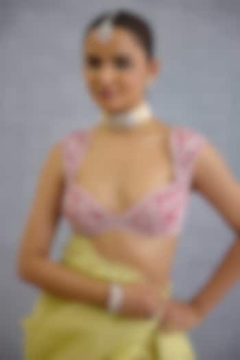 Pink Jeni Silk Dori Embroidered Blouse by TORANI at Pernia's Pop Up Shop