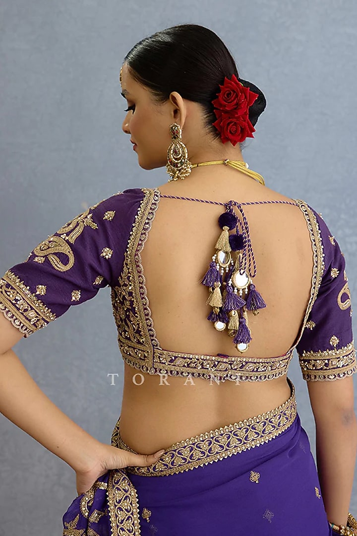 Purple Jeni Silk Embroidered Blouse by TORANI at Pernia's Pop Up Shop