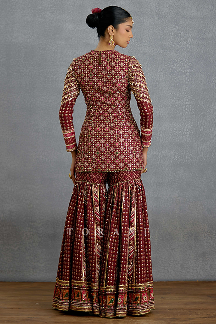 Multi-Colored Silk Patola Printed Bridal Sharara Set by Torani at Pernia's Pop Up Shop