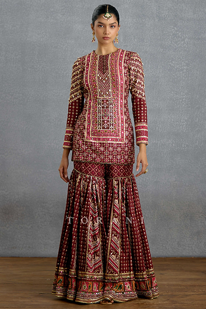 Multi-Colored Silk Patola Printed Bridal Sharara Set by Torani at Pernia's Pop Up Shop