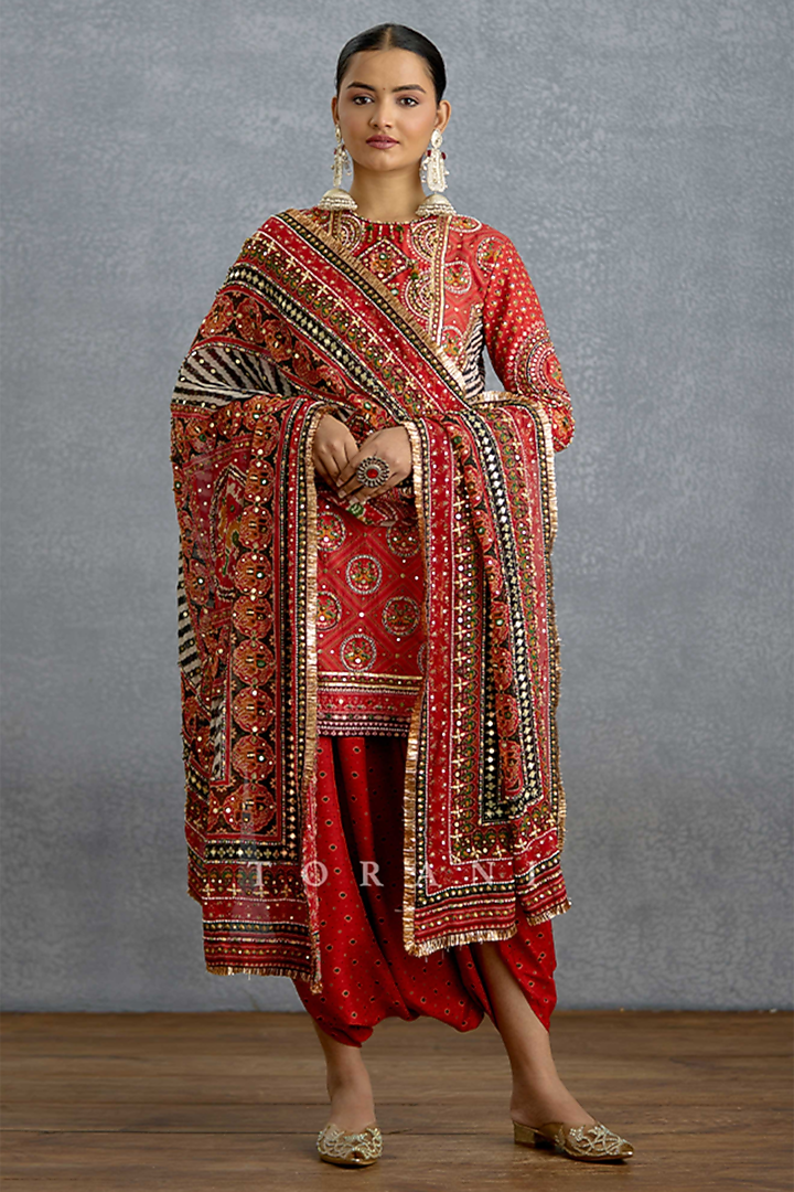Multi-Colored Silk Patola Printed Kurta Set by Torani at Pernia's Pop Up Shop