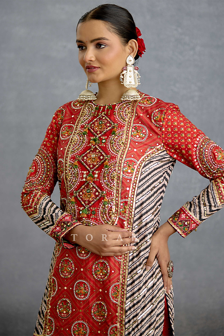 Multi-Colored Silk Patola Printed Kurta Set by Torani at Pernia's Pop Up Shop