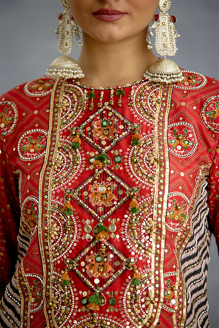 Multi-Colored Silk Patola Printed Kurta Set by Torani at Pernia's Pop Up Shop