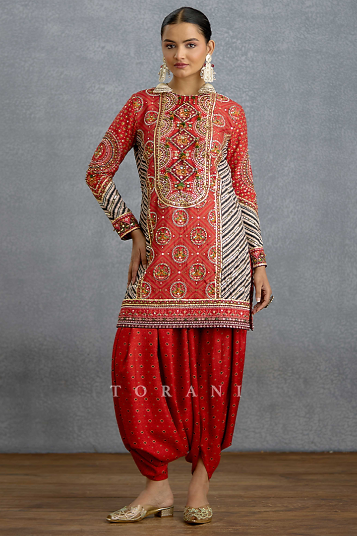Multi-Colored Silk Patola Printed Kurta Set by Torani at Pernia's Pop Up Shop
