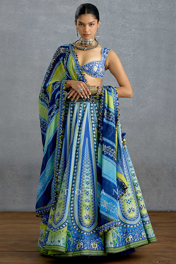 Multi-Colored Jeni Silk Digital Printed Wedding Lehenga Set by Torani at Pernia's Pop Up Shop