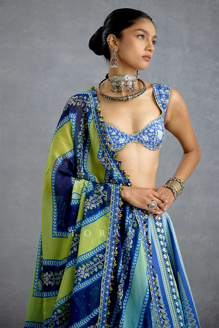 Multi-Colored Jeni Silk Digital Printed Wedding Lehenga Set by Torani at Pernia's Pop Up Shop
