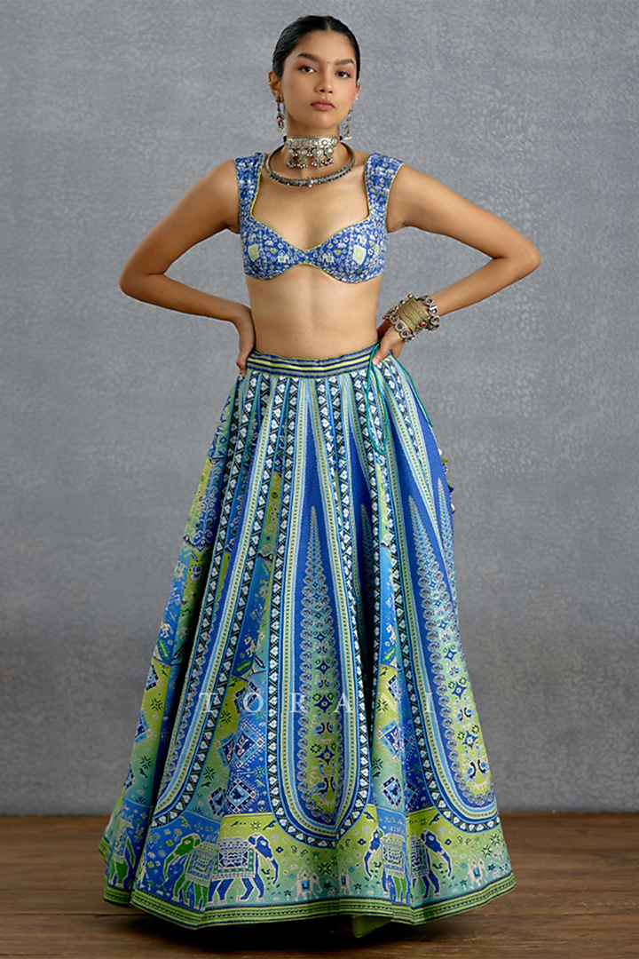 Multi-Colored Jeni Silk Digital Printed Wedding Lehenga Set by Torani at Pernia's Pop Up Shop