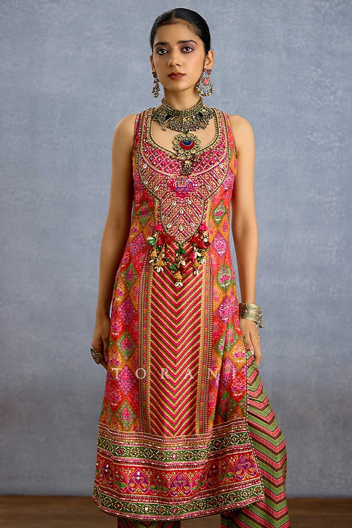 Multi-Colored Silk Digital Printed Kurta Set by Torani at Pernia's Pop Up Shop