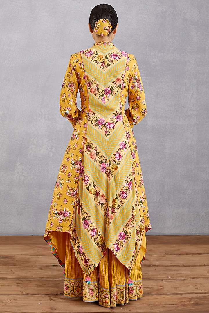 Yellow Handwoven Chanderi Wedding Sharara Set by TORANI at Pernia's Pop Up Shop