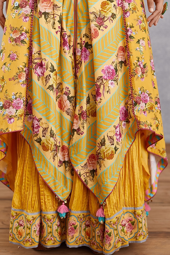 Yellow Handwoven Chanderi Wedding Sharara Set by TORANI at Pernia's Pop Up Shop