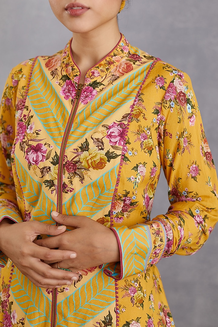 Yellow Handwoven Chanderi Wedding Sharara Set by TORANI at Pernia's Pop Up Shop
