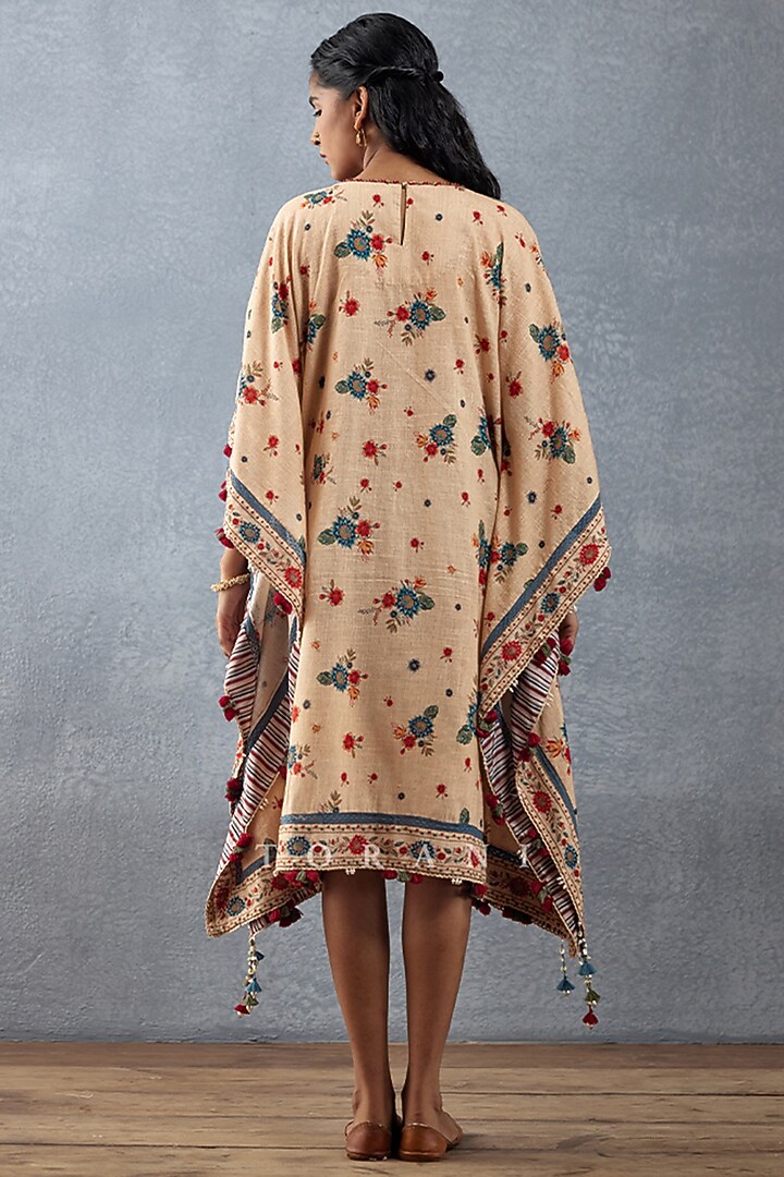 Beige Slub Cotton Digital Printed Kaftan by TORANI at Pernia's Pop Up Shop
