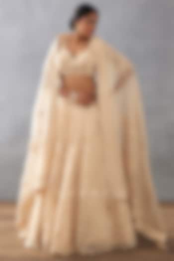 Ivory Silk Organza Hand Embroidered Bridal Lehenga Set by TORANI at Pernia's Pop Up Shop