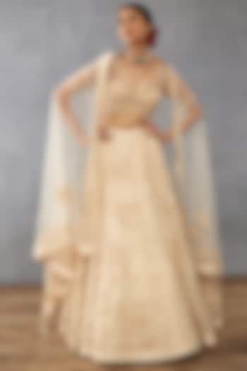 Ivory Silk Organza Hand Embroidered Bridal Lehenga Set by TORANI at Pernia's Pop Up Shop