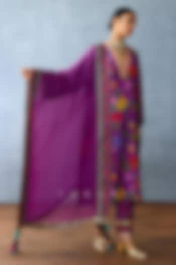 Purple Cotton Silk Kurta Set by TORANI at Pernia's Pop Up Shop