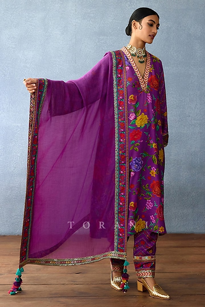 Purple Cotton Silk Kurta Set by TORANI at Pernia's Pop Up Shop