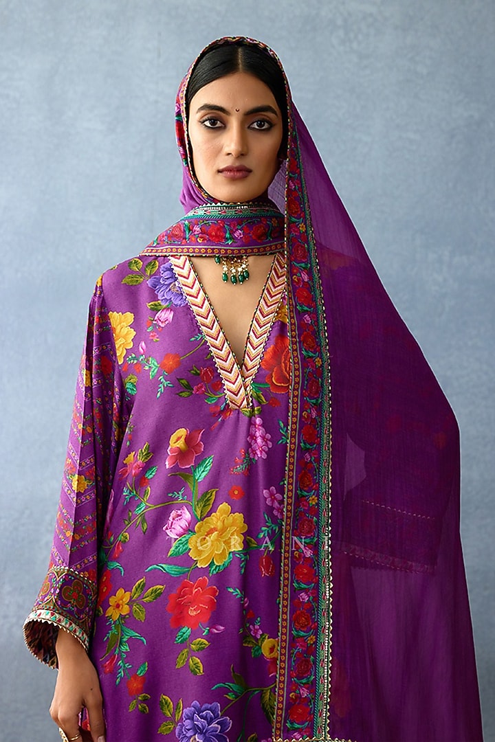 Purple Cotton Silk Kurta Set by TORANI at Pernia's Pop Up Shop