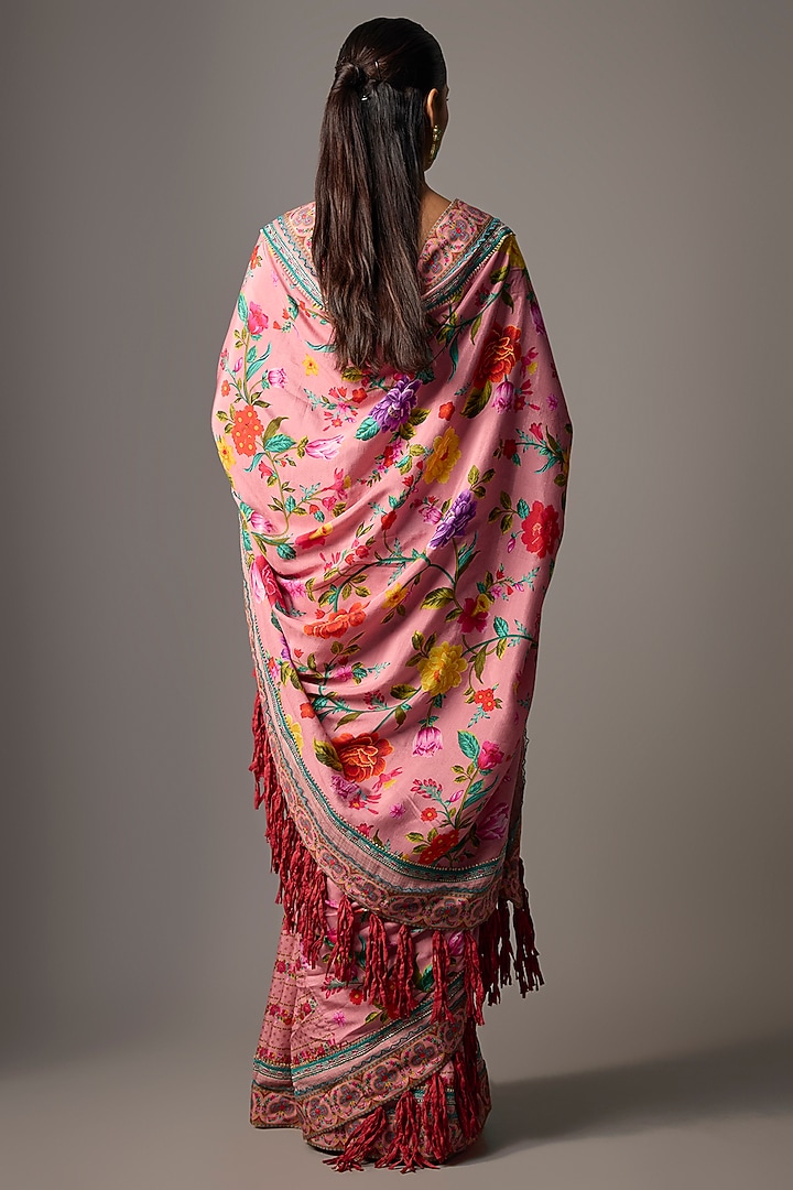 Blush Pink South Silk Slub Digital Printed Wedding Saree by TORANI at Pernia's Pop Up Shop