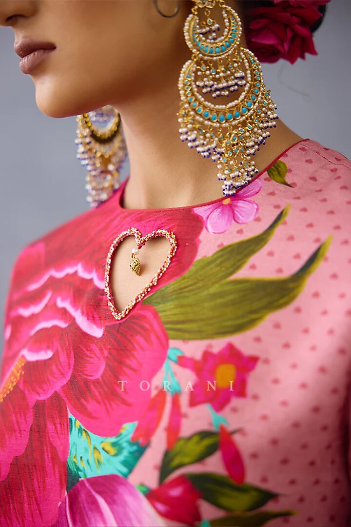 Blush Pink Slub Silk Kurta Set by TORANI at Pernia's Pop Up Shop