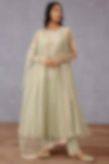 Sage Green Embroidered & Printed Kurta Set by TORANI at Pernia's Pop Up Shop