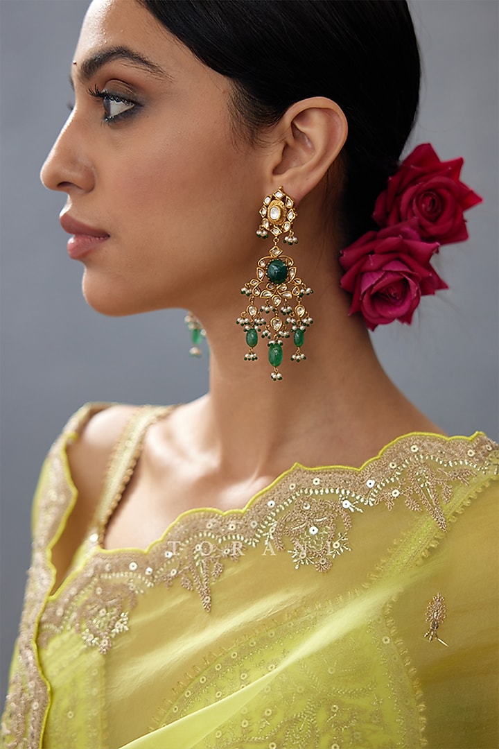 Yellow Silk Organza Embroidered Wedding Saree by TORANI at Pernia's Pop Up Shop
