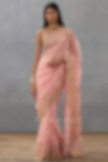 Pink Silk Organza & Cotton Silk Embroidered Wedding Saree by TORANI at Pernia's Pop Up Shop