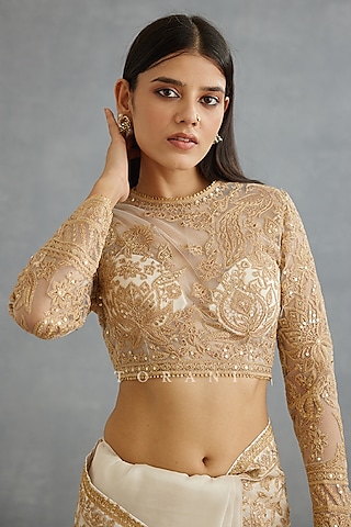 Ivory Raw Silk & Cotton Silk Blouse by TORANI