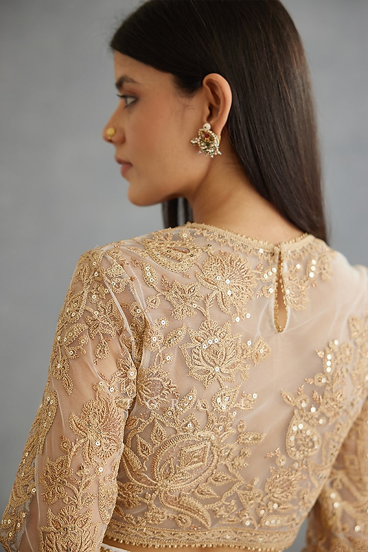 Ivory Raw Silk & Cotton Silk Blouse by TORANI at Pernia's Pop Up Shop