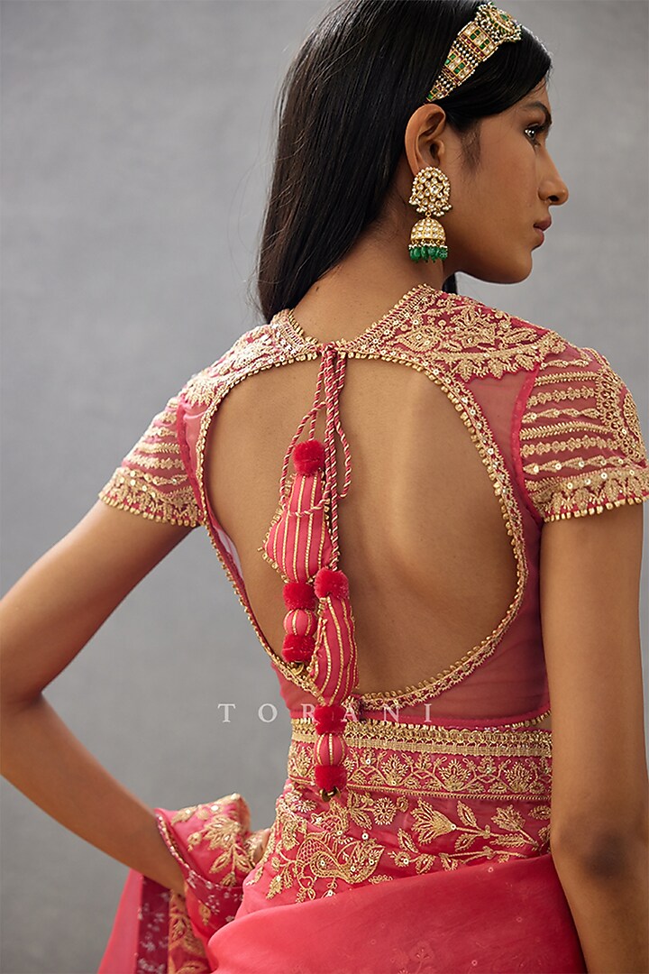 Pink Raw Silk & Cotton Silk Blouse by TORANI at Pernia's Pop Up Shop