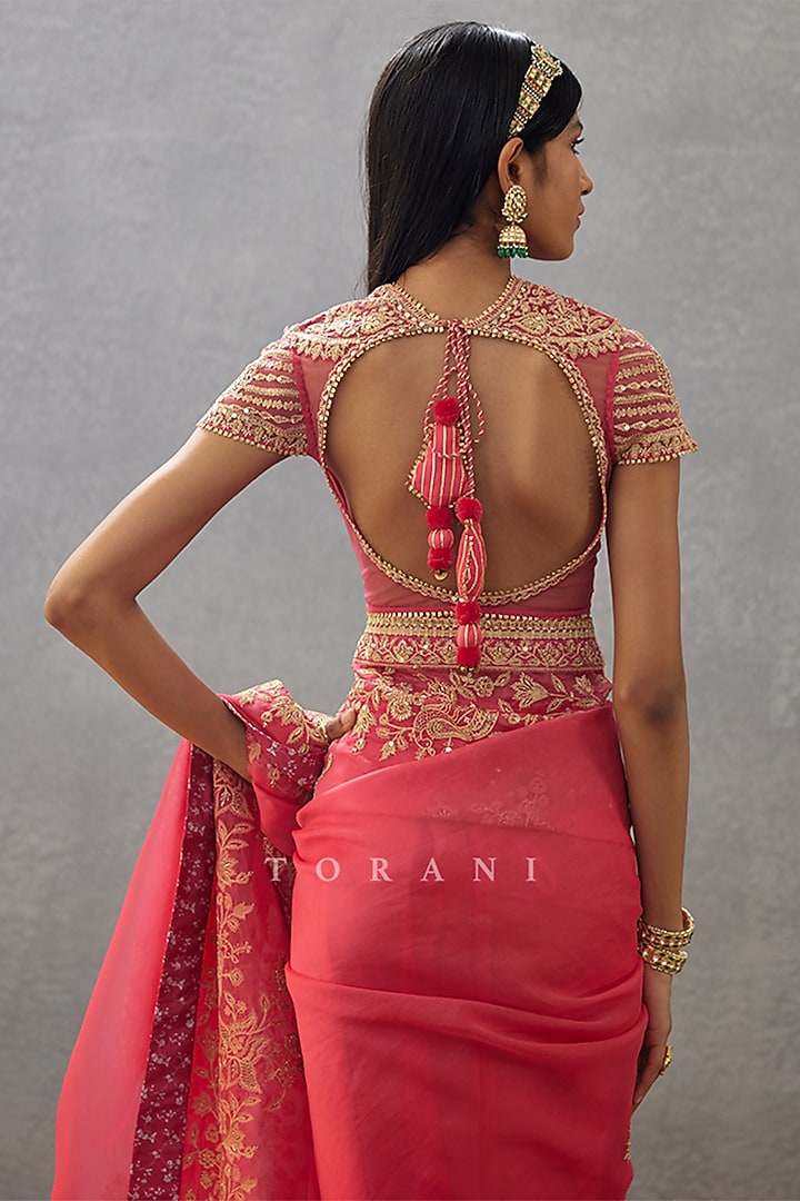 Pink Raw Silk & Cotton Silk Blouse by TORANI at Pernia's Pop Up Shop