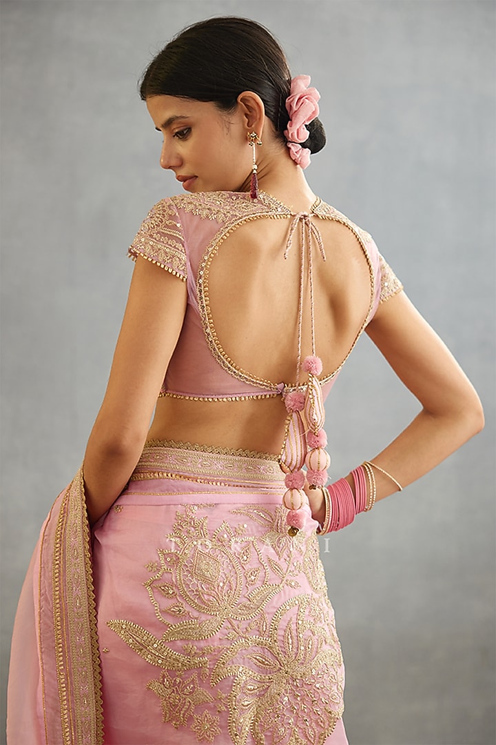 Pink Raw Silk & Cotton Silk Blouse by TORANI at Pernia's Pop Up Shop