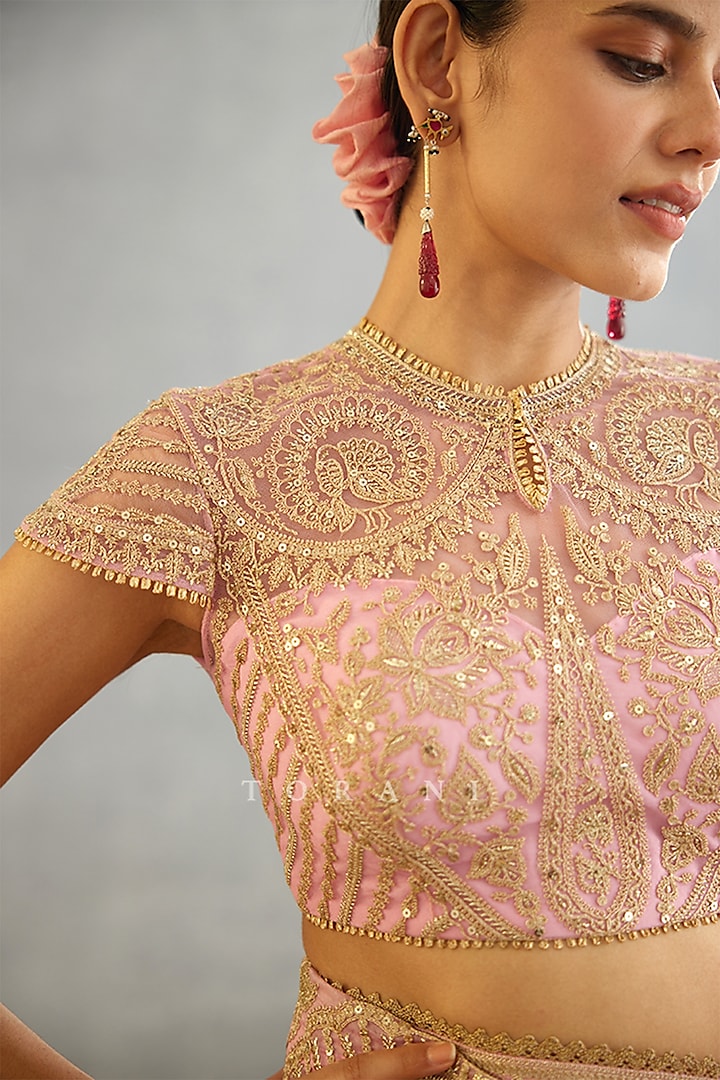 Pink Raw Silk & Cotton Silk Blouse by TORANI at Pernia's Pop Up Shop