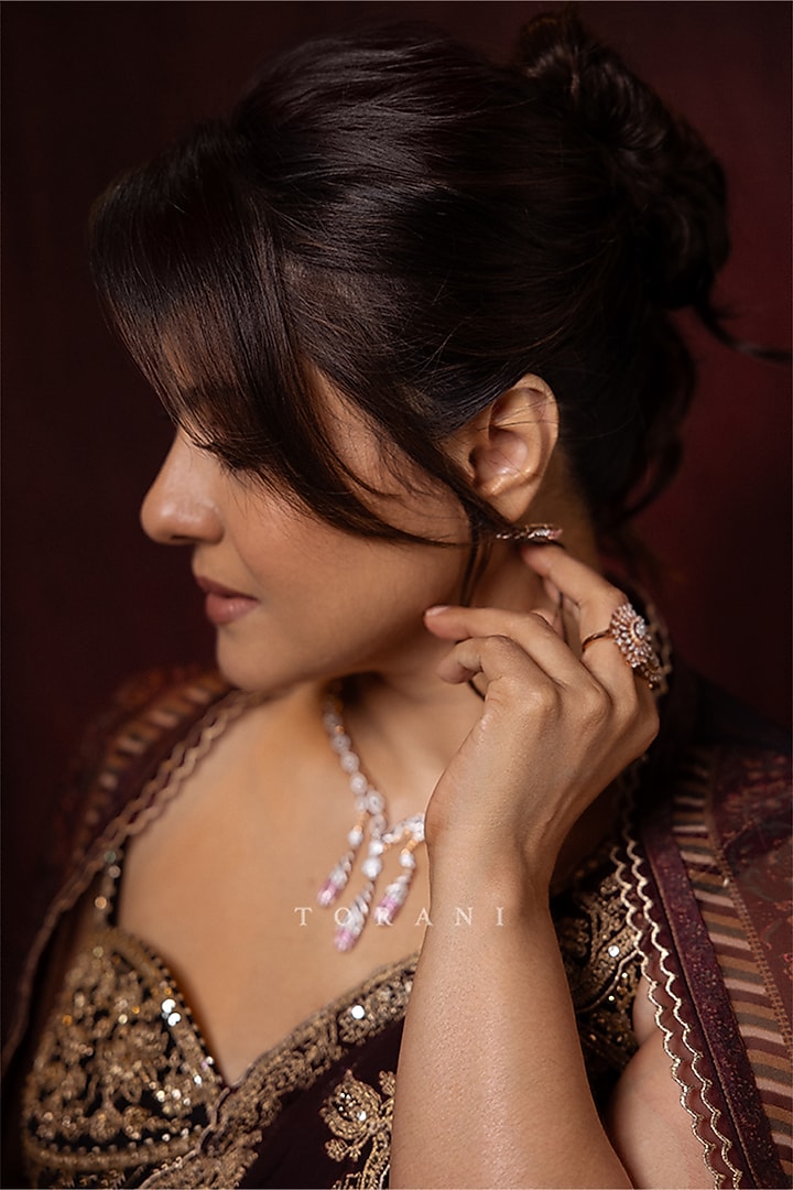 Maroon Georgette Pre-Draped Jacket Bridal Saree Set by TORANI at Pernia's Pop Up Shop