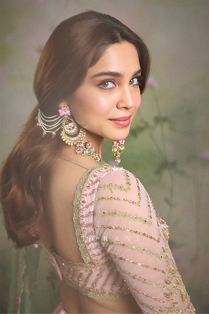 Pink Silk Embroidered Bridal Lehenga Set by TORANI at Pernia's Pop Up Shop