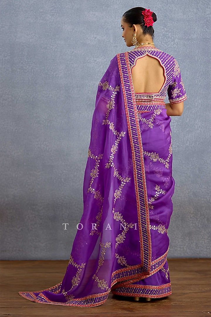 Purple Jeni Silk Embroidered Blouse by TORANI at Pernia's Pop Up Shop