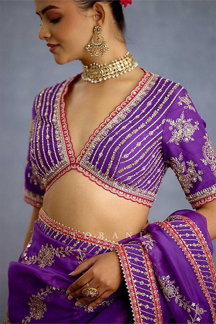 Purple Jeni Silk Embroidered Blouse by TORANI at Pernia's Pop Up Shop