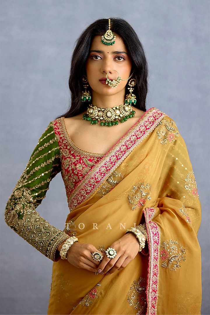 Yellow Organza Embroidered Reception Saree by TORANI at Pernia's Pop Up Shop
