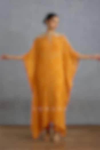 Yellow Georgette Embroidered Kaftan Set by TORANI at Pernia's Pop Up Shop