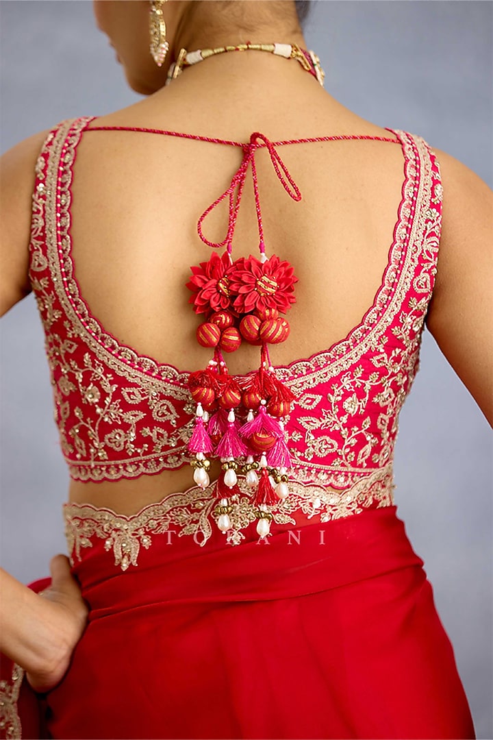 Hot Pink Silk Embroidered Blouse by TORANI at Pernia's Pop Up Shop